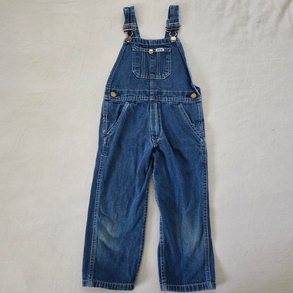 Vintage Key Denim Overalls 3t